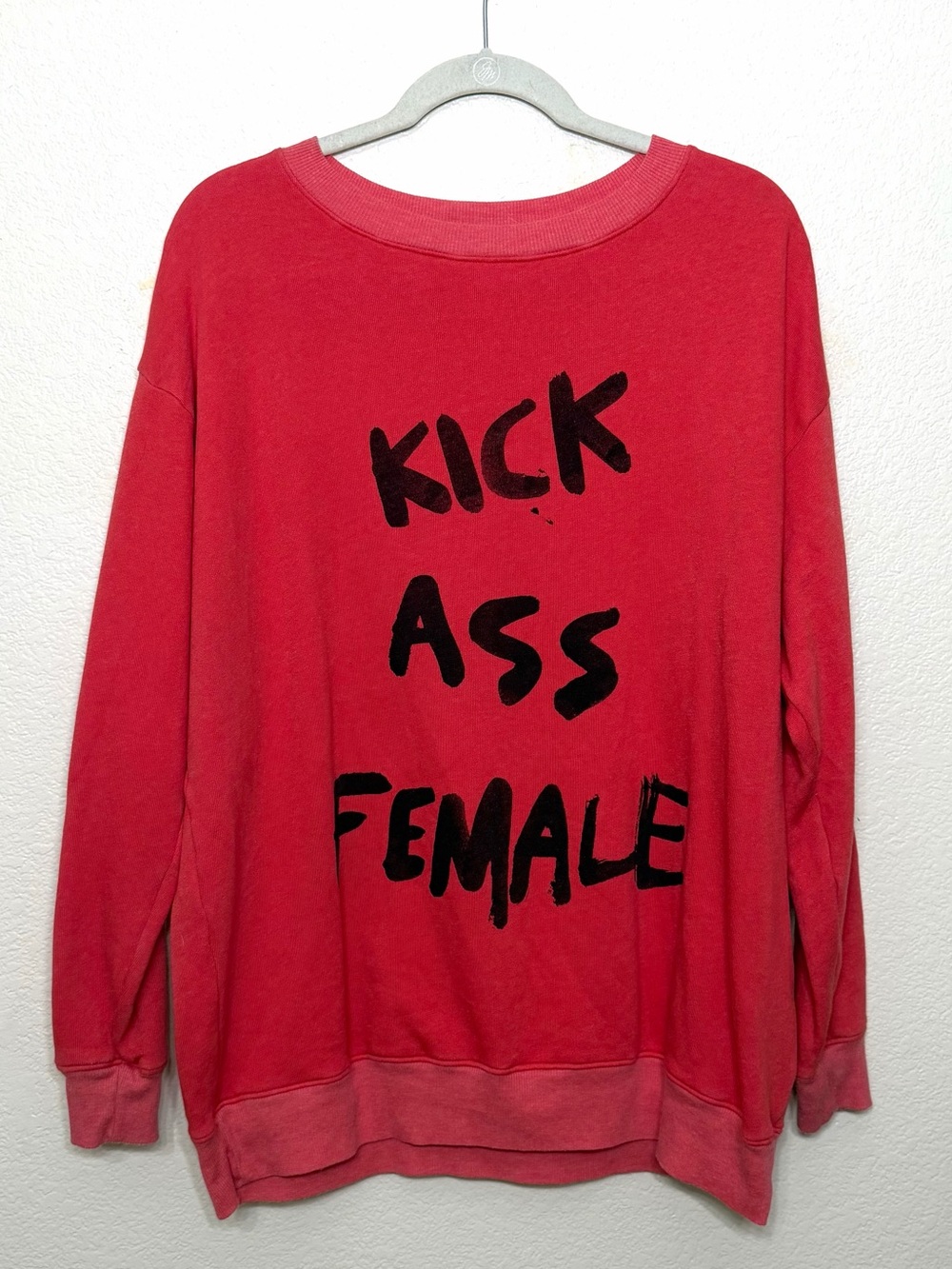 Wildfox Kick Ass Female Sweatshirt Redish Orangish Coral Oversized Size XS